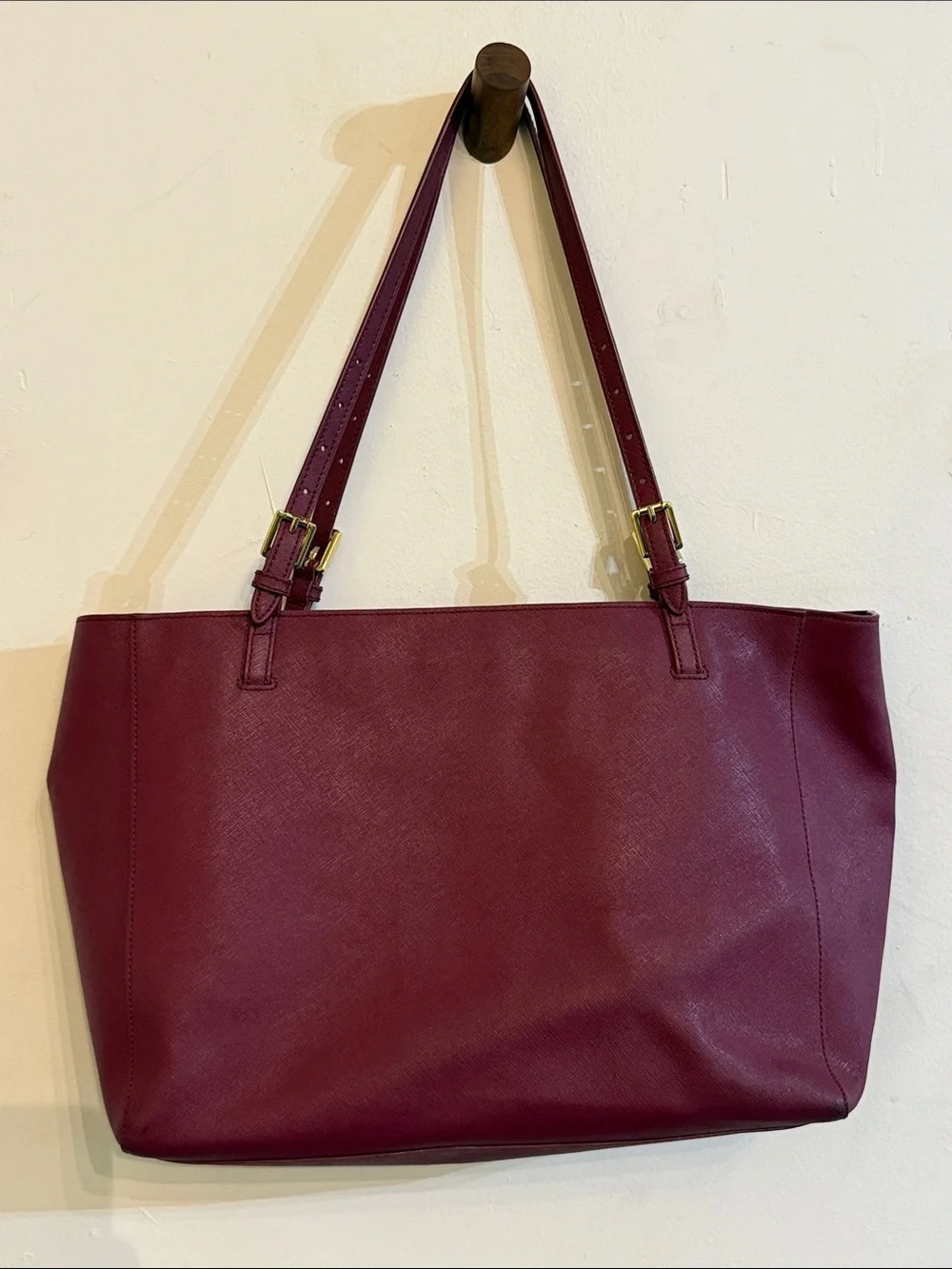 Tory Burch Burgundy Leather Double-Handle Tote